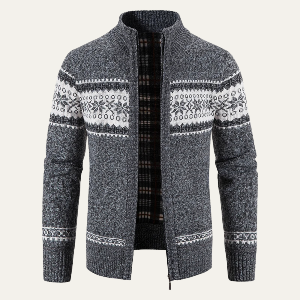 Men's Zip-Up Cardigan, Fair-Isle Sweater