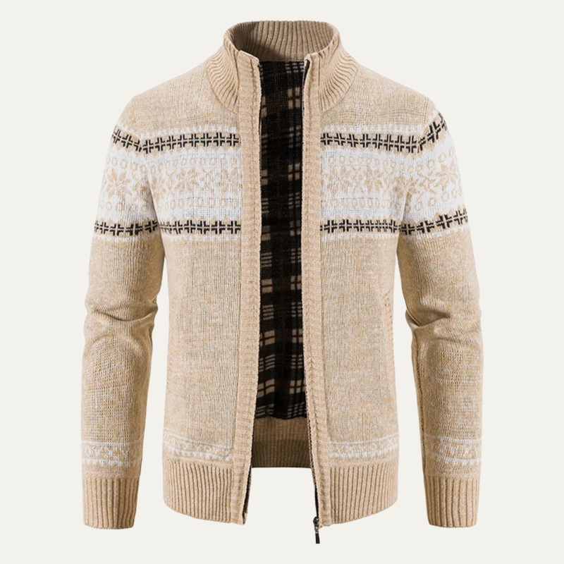 Men's Zip-Up Cardigan, Fair-Isle Sweater