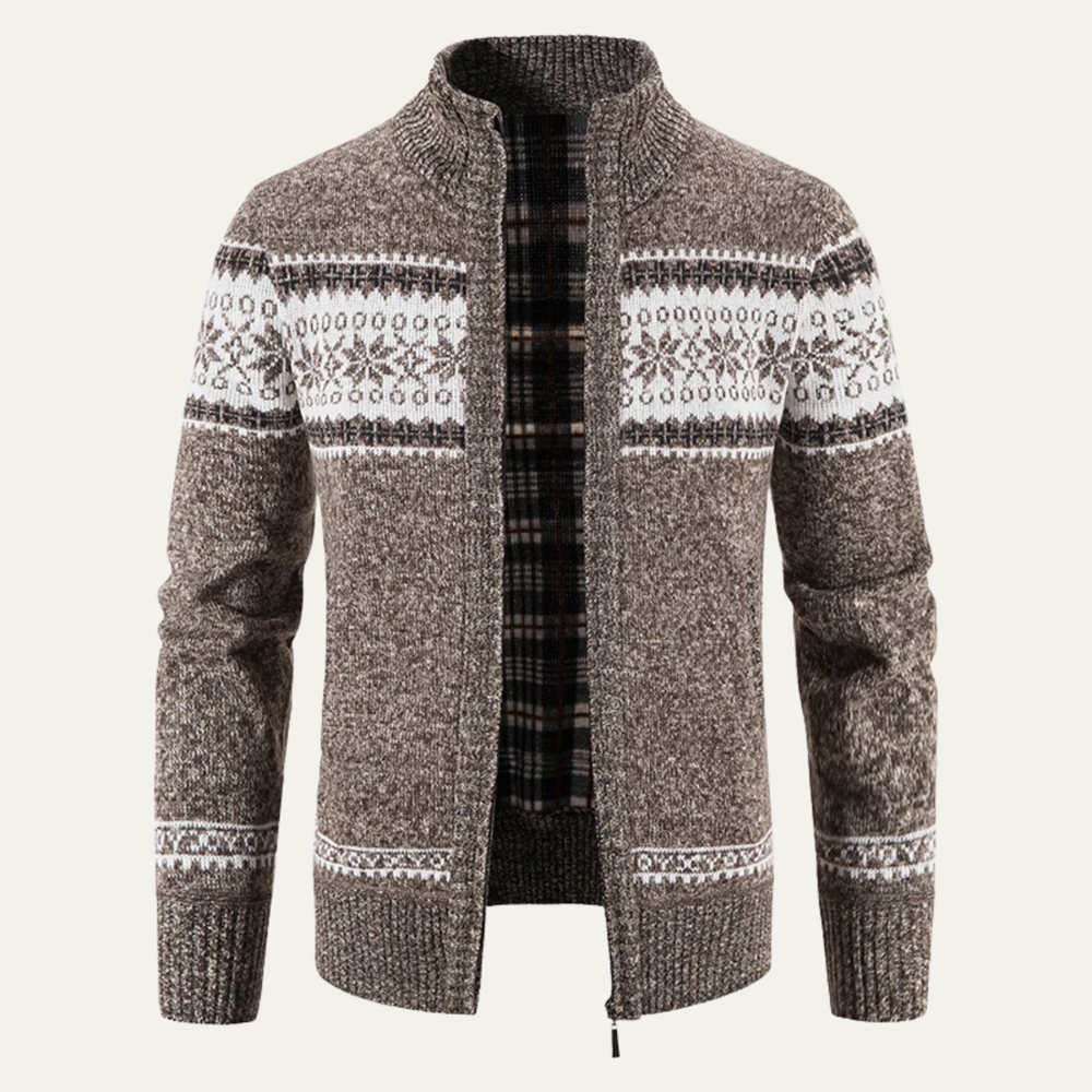 Men's Zip-Up Cardigan, Fair-Isle Sweater
