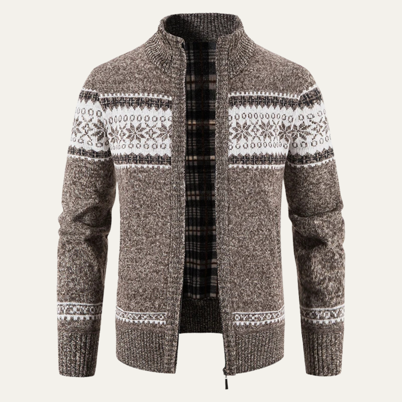 Men's Zip-Up Cardigan, Fair-Isle Sweater