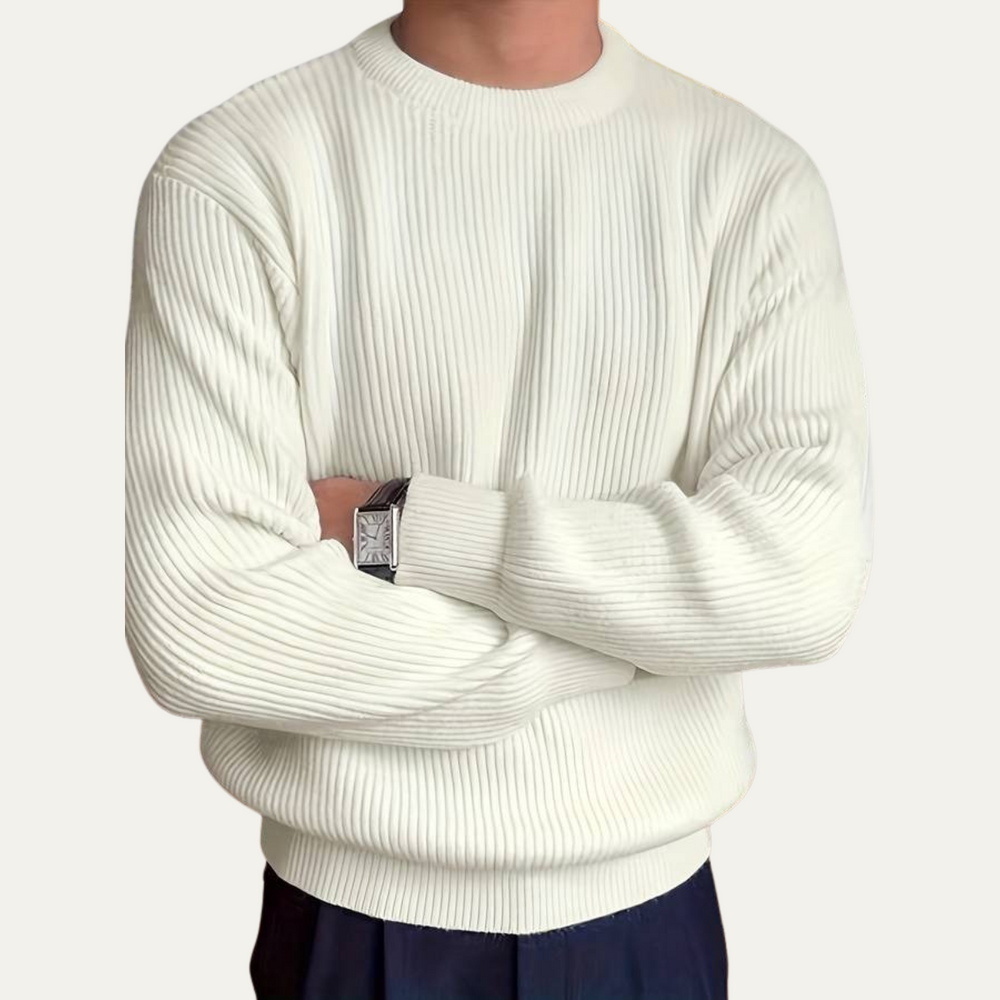 Men's Crewneck Ribbed Sweater, Knit Pullover