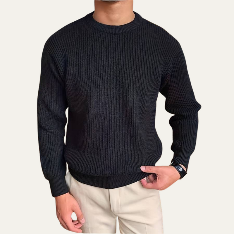 Men's Crewneck Ribbed Sweater, Knit Pullover