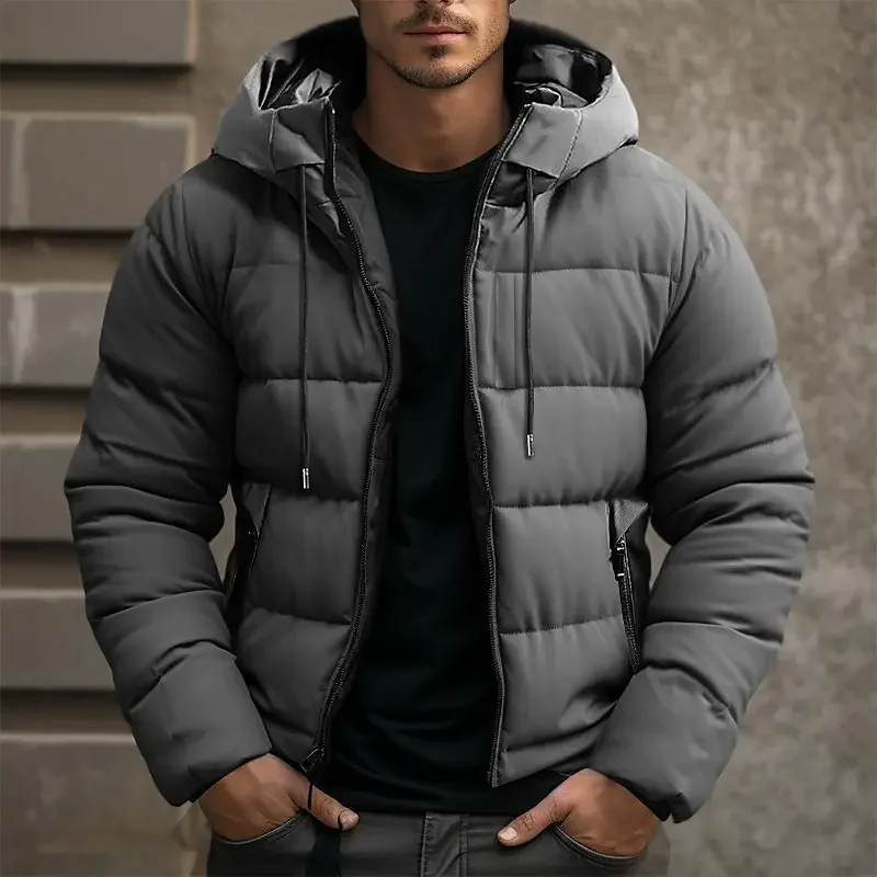 Men's Hooded Puffer Jacket, Insulated Padded Winter Coat