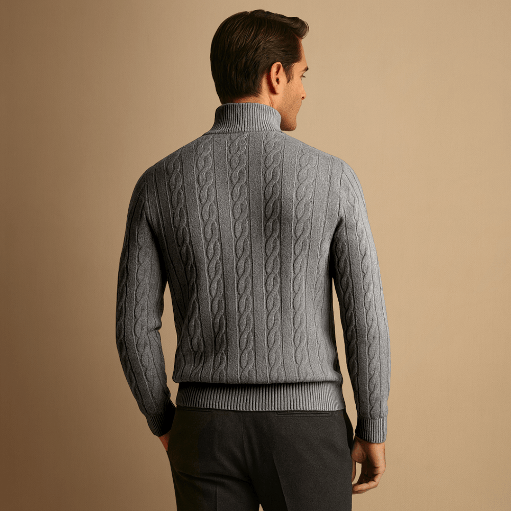 Men's Half-Zip Knit-Blend Quarter-Zip Sweater, Oversized Winter Ribbed Pullover