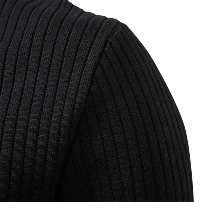 Men's Ribbed Knit Henley Sweater, Three Button Long Sleeve Pullover