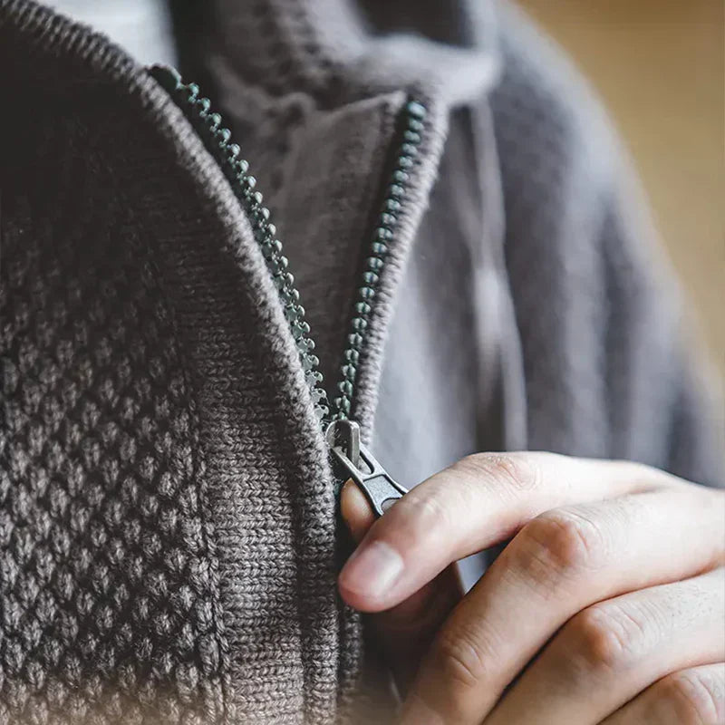 Men's Textured Knit Hoodie, Oversized Cozy Sweatshirt