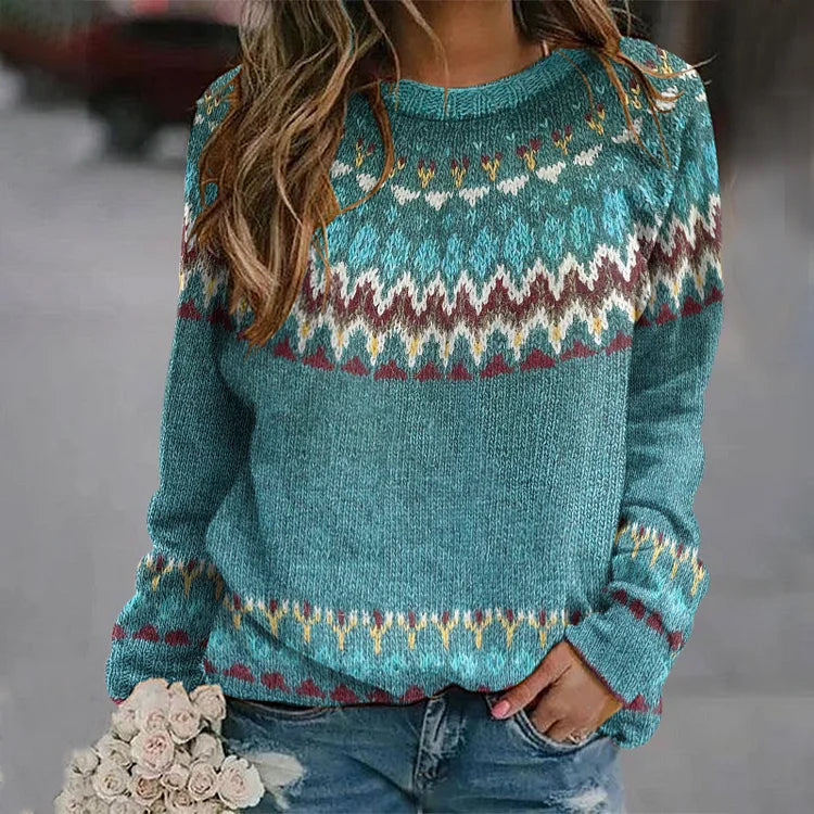 Women's Crewneck Knit Hoodie, Oversized Cozy Sweatshirt