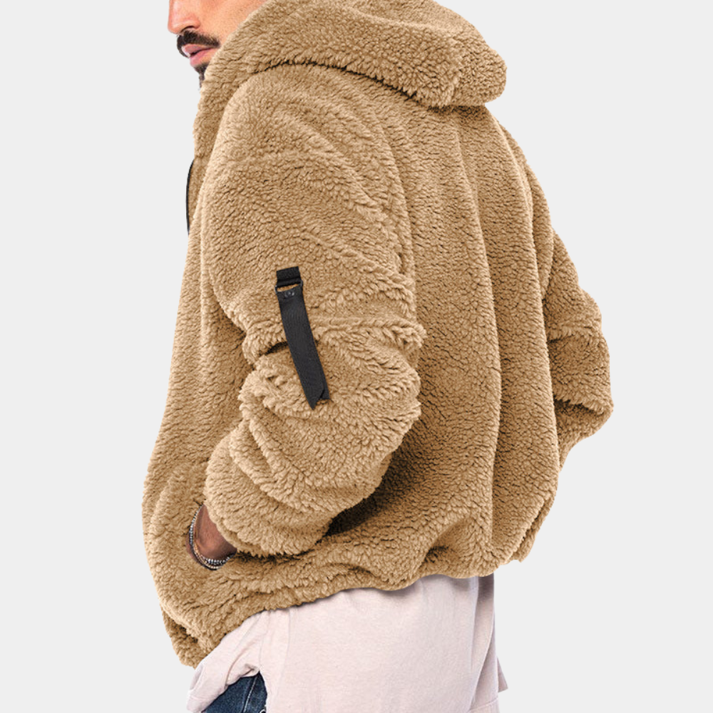 Men's Hooded Fleece Jacket, Zip-Up Winter Jacket