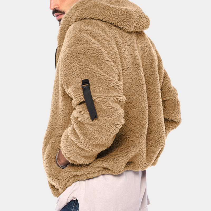 Men's Hooded Fleece Jacket, Zip-Up Winter Jacket