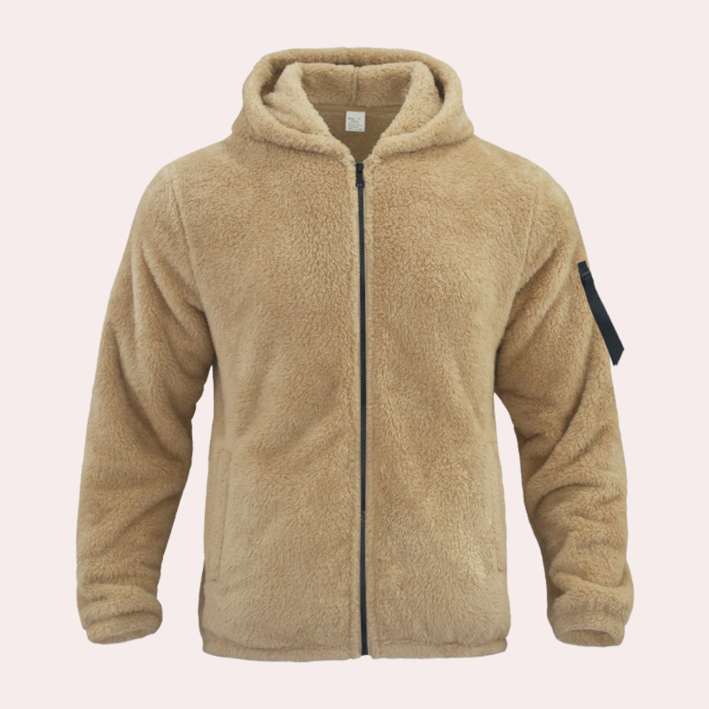 Men's Hooded Fleece Jacket, Zip-Up Winter Jacket