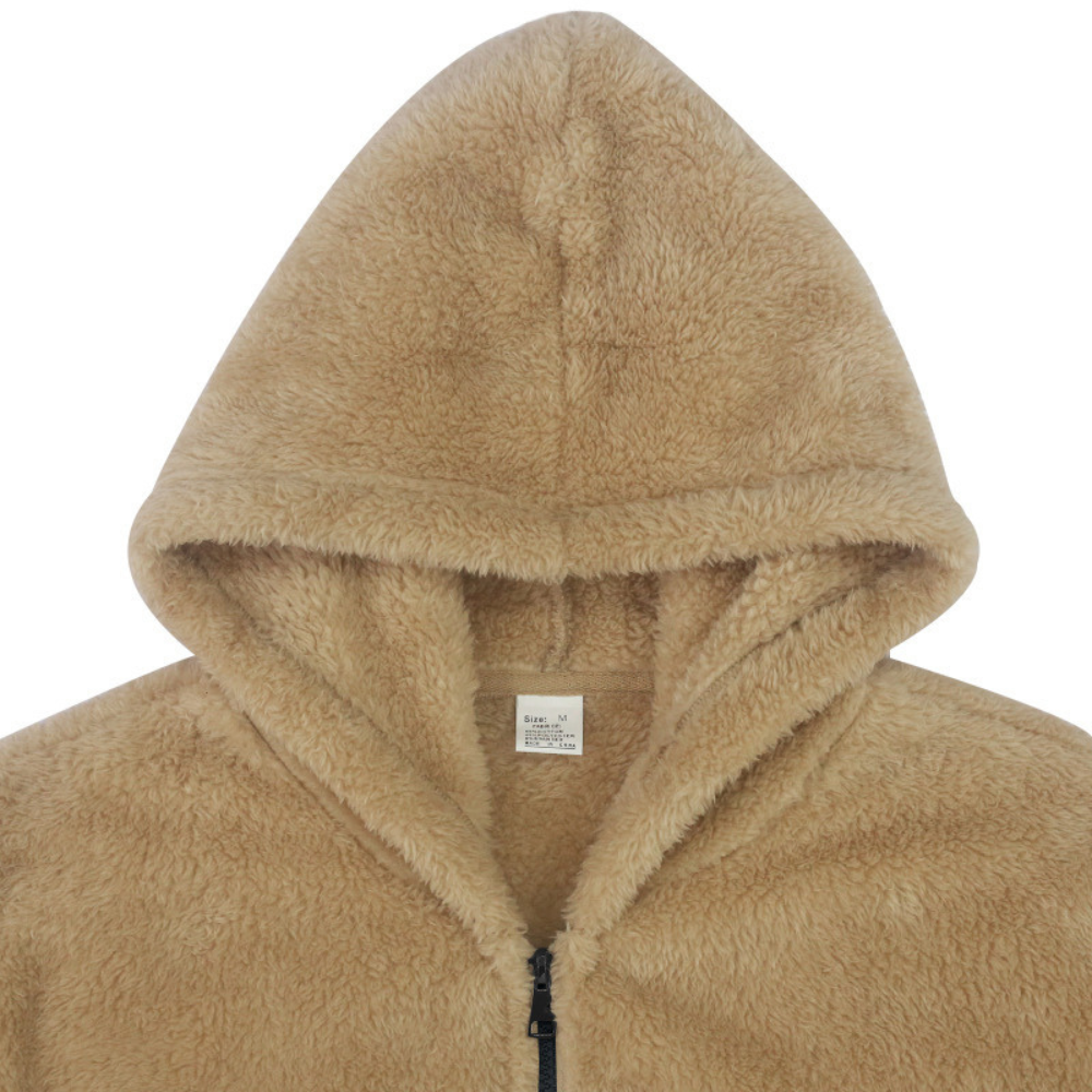 Men's Hooded Fleece Jacket, Zip-Up Winter Jacket