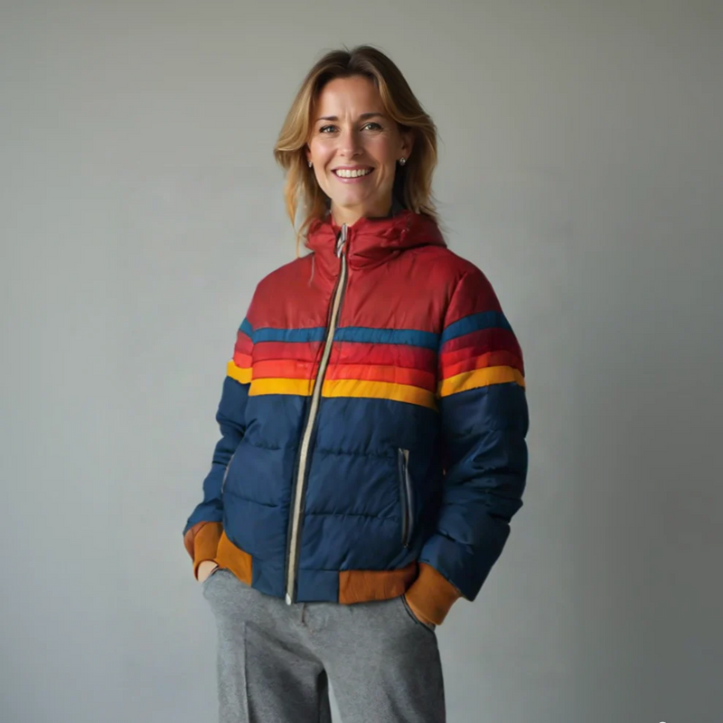 Women's Retro Zip-Up Jacket, Oversized Winter Jacket