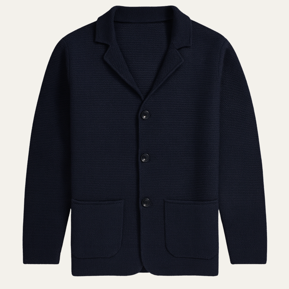 Men's Textured Knit Blazer, Three Button Notch Lapel Cardigan Jacket