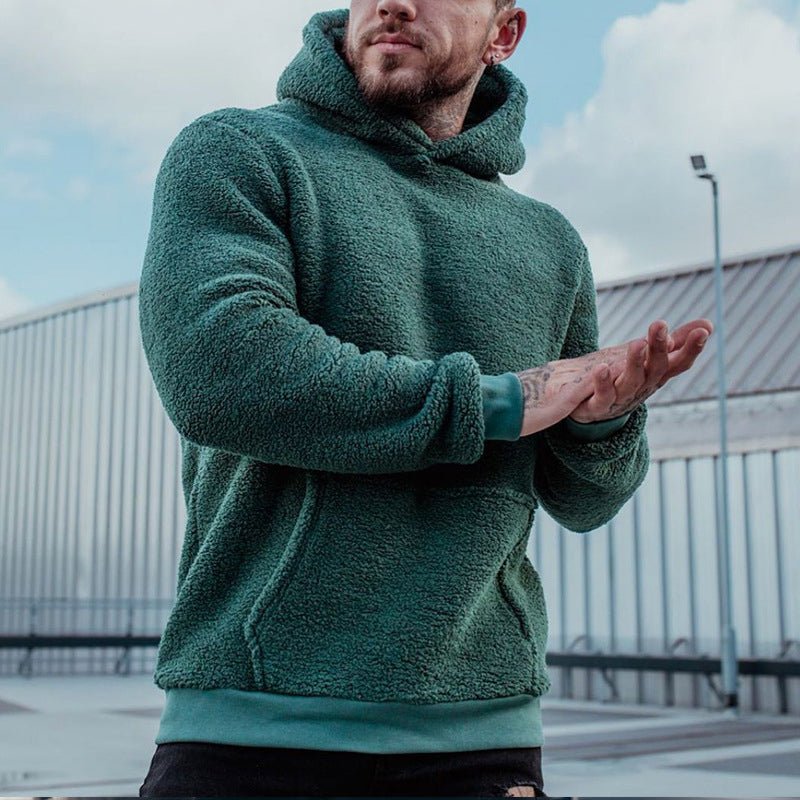 Men's Hooded Sherpa Hoodie, Oversized Cozy Sweatshirt