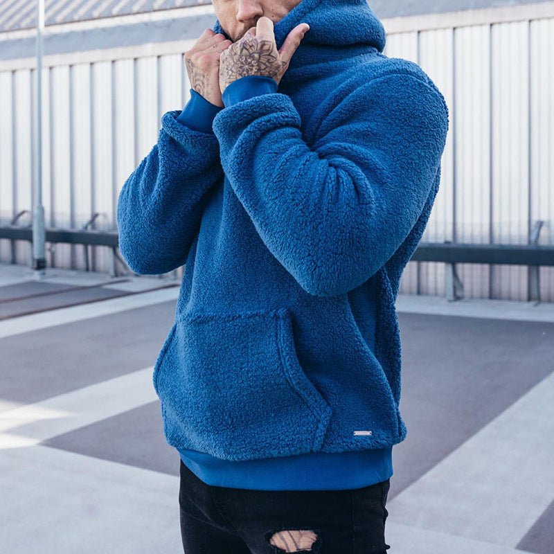 Men's Hooded Sherpa Hoodie, Oversized Cozy Sweatshirt
