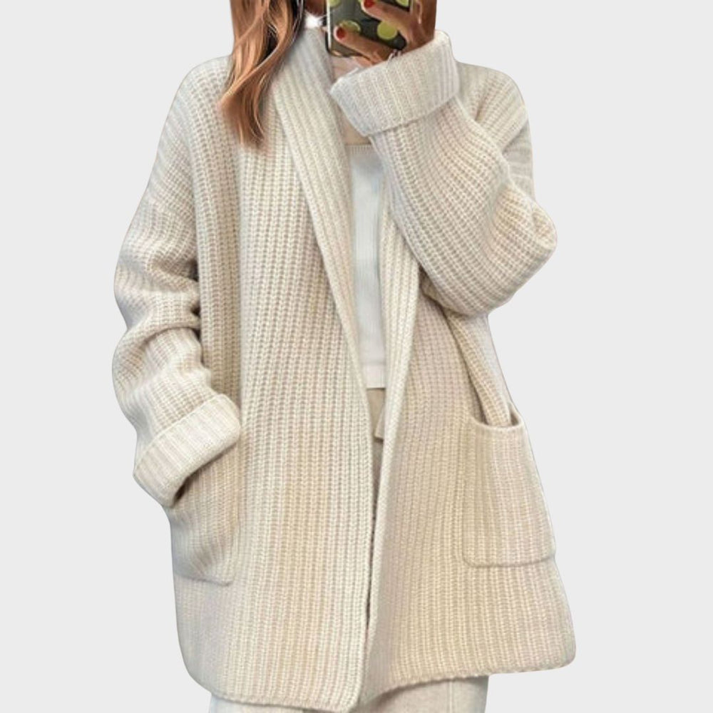 Women's Relaxed Open-Front Cardigan, Oversized Winter Cardigan