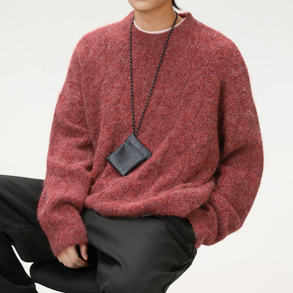Men's Heavy Wool-Blend Sweater, Oversized Winter Pullover