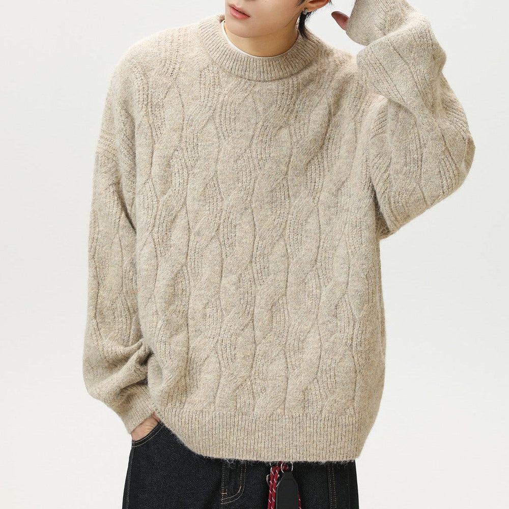 Men's Heavy Wool-Blend Sweater, Oversized Winter Pullover