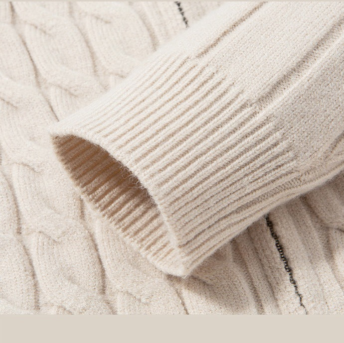 Men's Wool-Blend Zip-Up Cardigan, Oversized Winter Cardigan