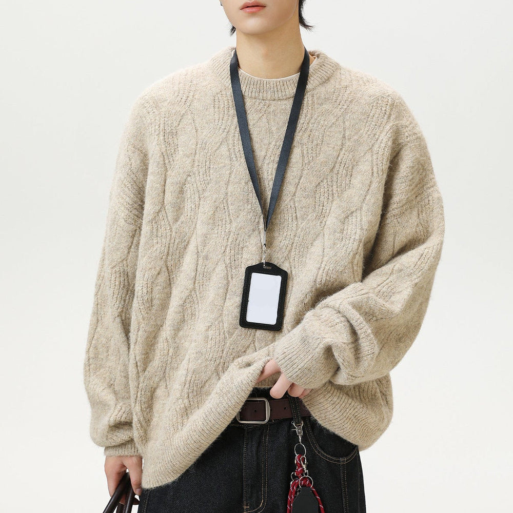 Men's Heavy Wool-Blend Sweater, Oversized Winter Pullover
