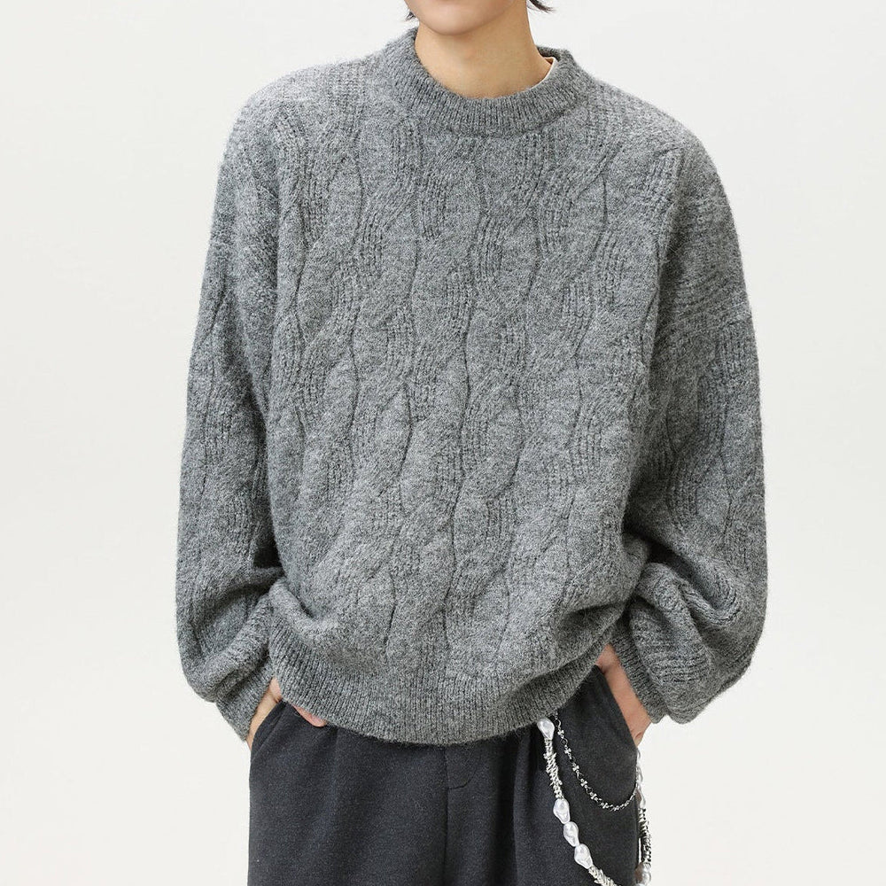 Men's Heavy Wool-Blend Sweater, Oversized Winter Pullover
