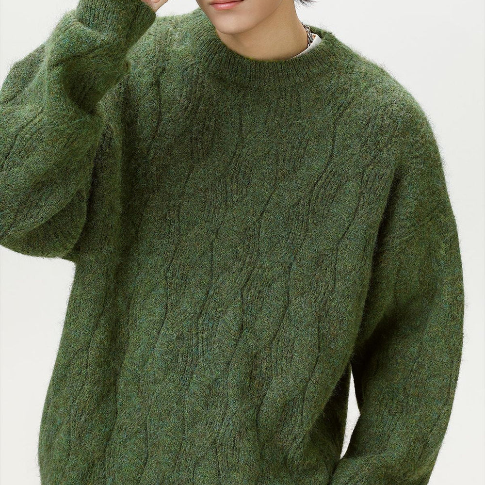 Men's Heavy Wool-Blend Sweater, Oversized Winter Pullover