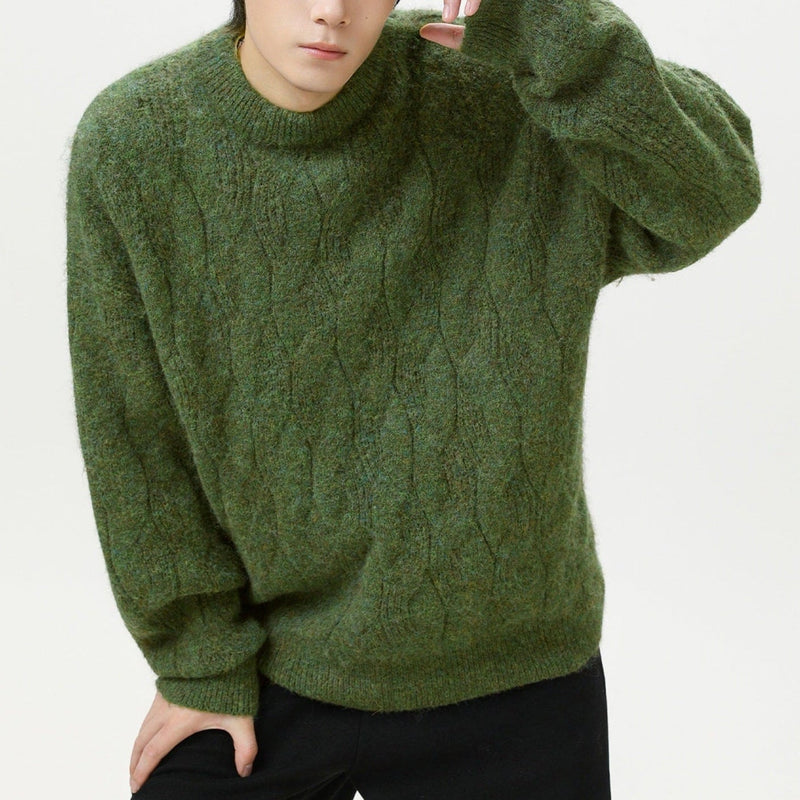 Men's Heavy Wool-Blend Sweater, Oversized Winter Pullover
