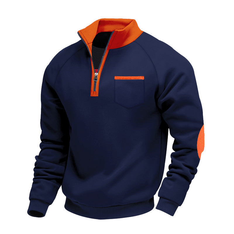 Men's Half-Zip Fleece Quarter-Zip Sweater, Winter Ribbed Pullover
