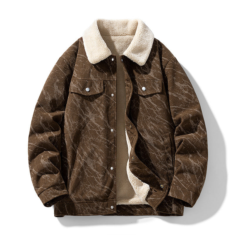 Men's Sherpa-Lined Corduroy Jacket, Button-Front Winter Jacket