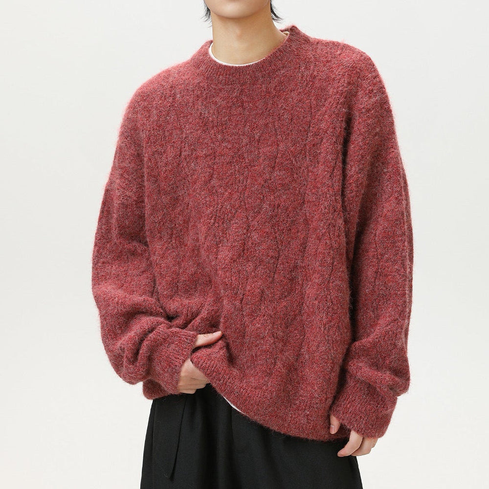 Men's Heavy Wool-Blend Sweater, Oversized Winter Pullover