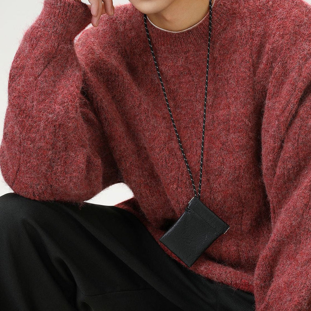 Men's Heavy Wool-Blend Sweater, Oversized Winter Pullover