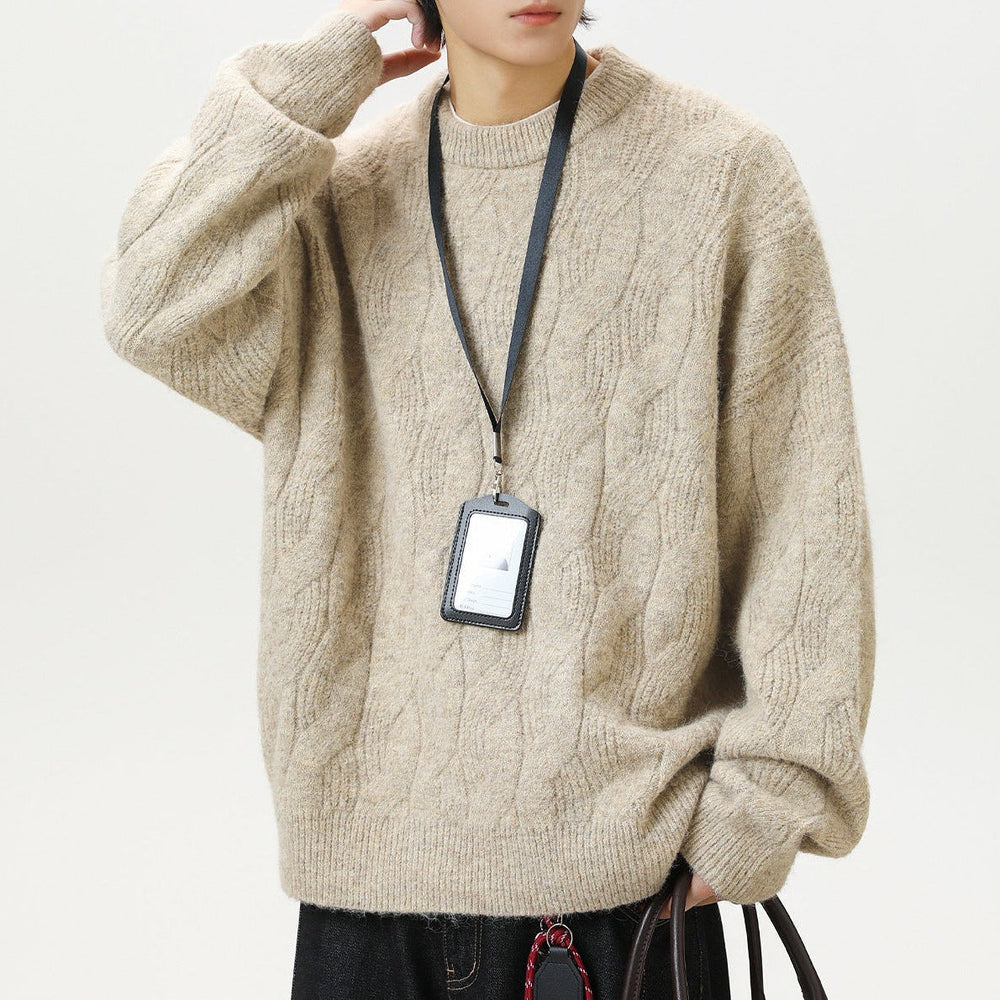Men's Heavy Wool-Blend Sweater, Oversized Winter Pullover
