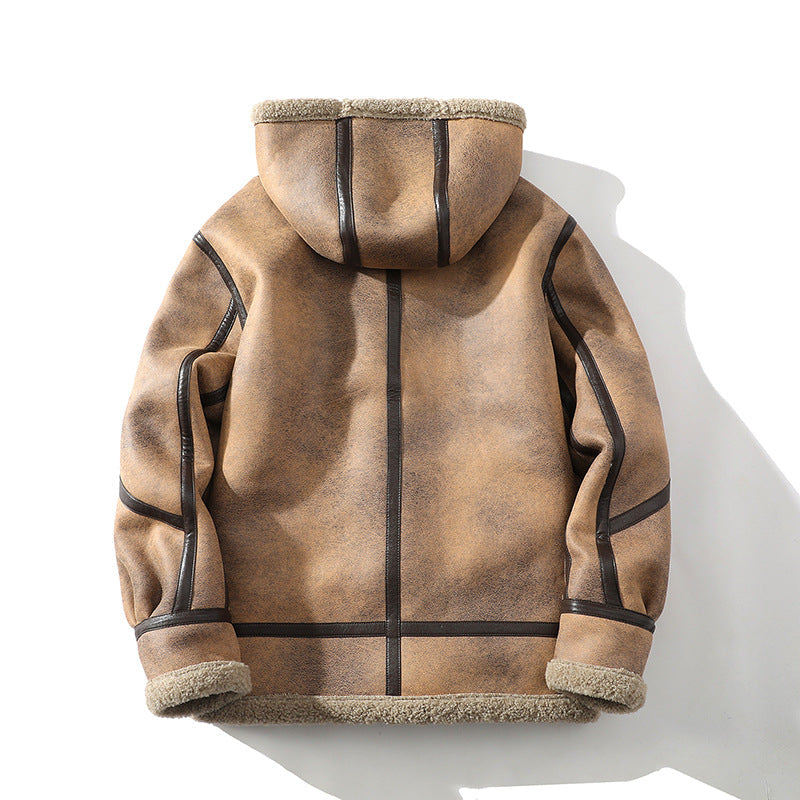 Men's Sherpa Hooded Jacket, Fleece-Lined Winter Jacket