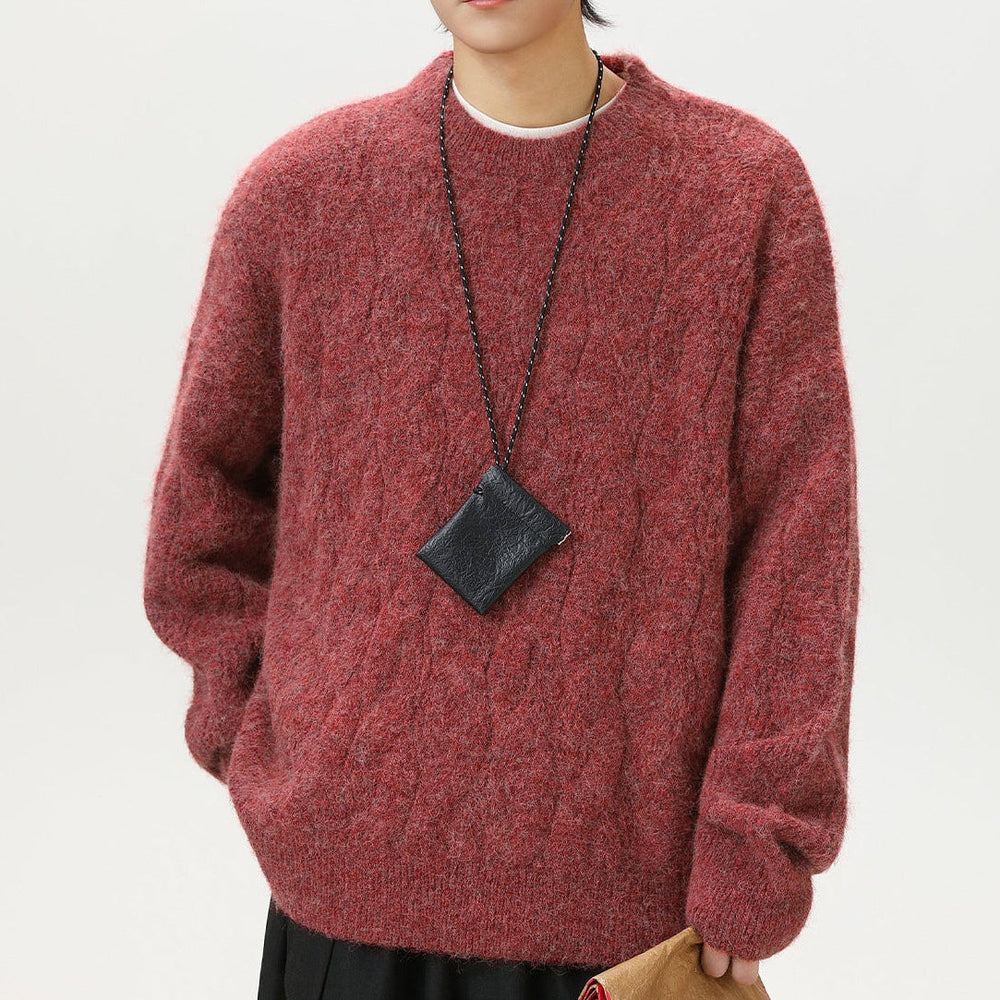 Men's Heavy Wool-Blend Sweater, Oversized Winter Pullover