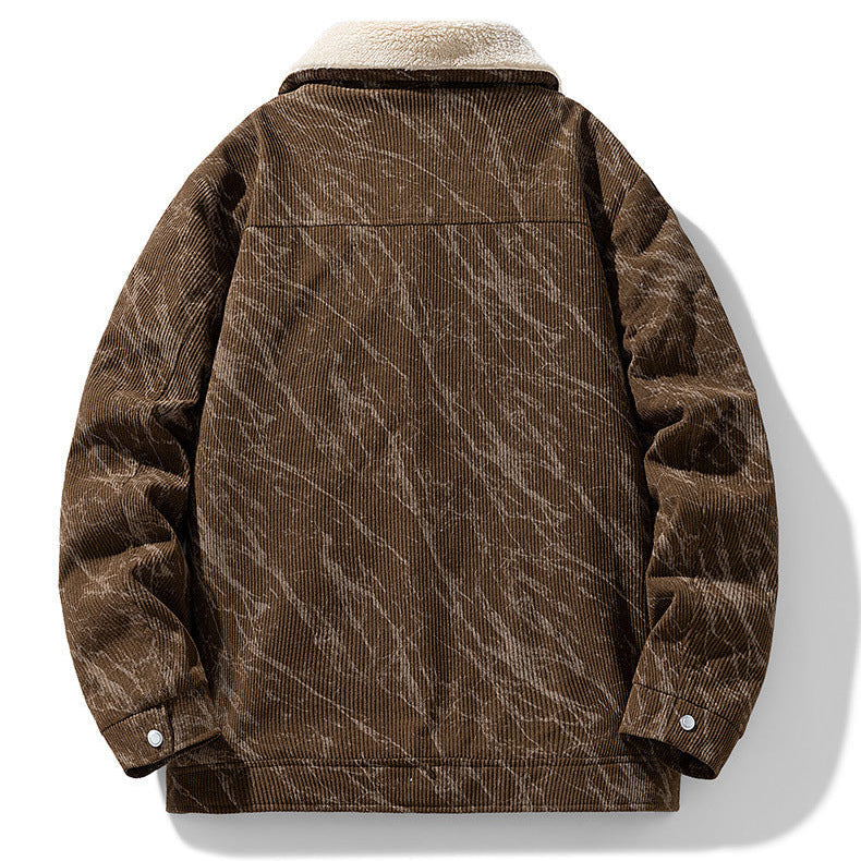 Men's Sherpa-Lined Corduroy Jacket, Button-Front Winter Jacket