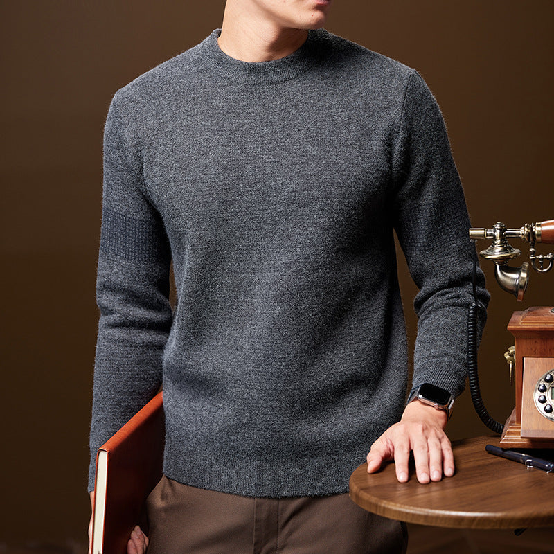 Men's Crewneck Knit Sweater, Oversized Winter Pullover