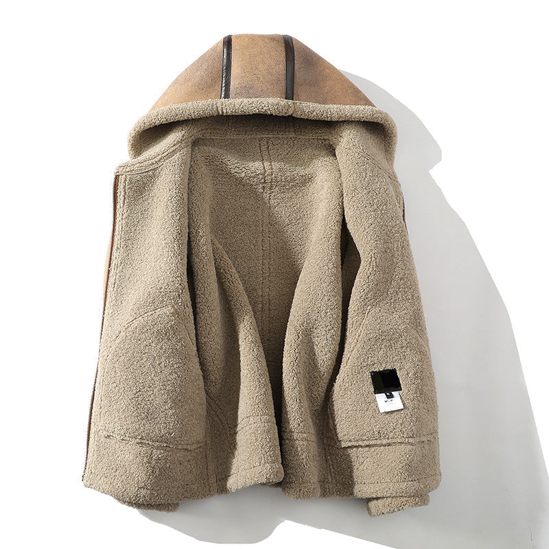 Men's Sherpa Hooded Jacket, Fleece-Lined Winter Jacket
