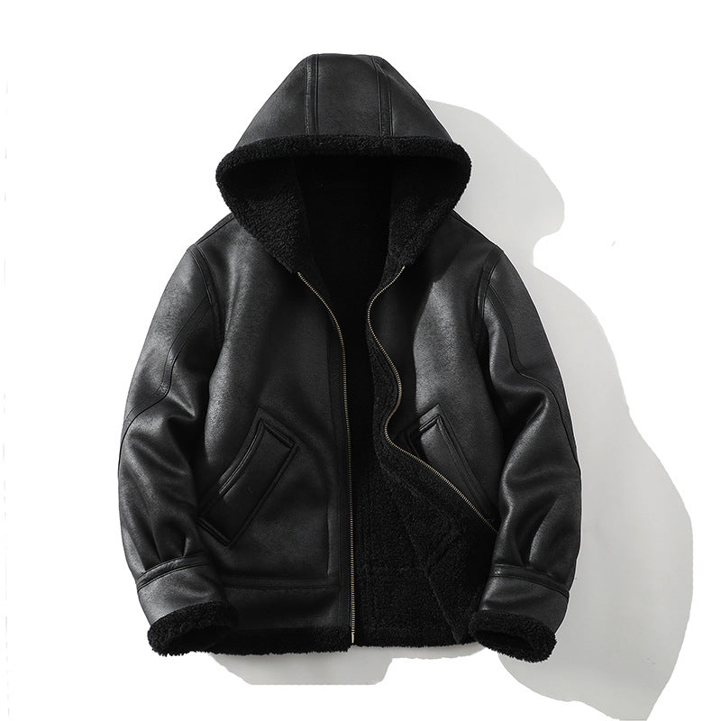 Men's Sherpa Hooded Jacket, Fleece-Lined Winter Jacket