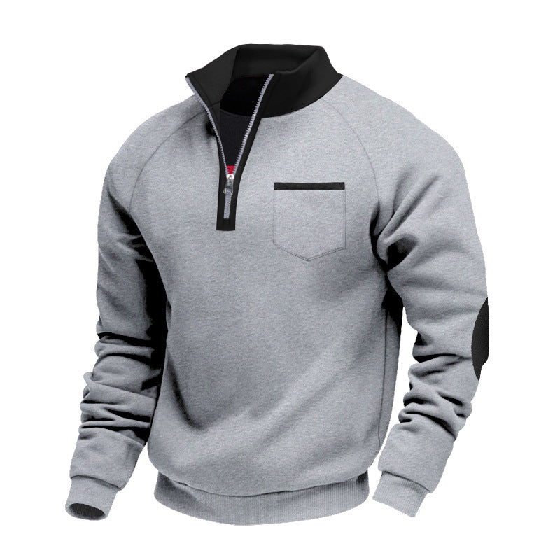 Men's Half-Zip Fleece Quarter-Zip Sweater, Winter Ribbed Pullover