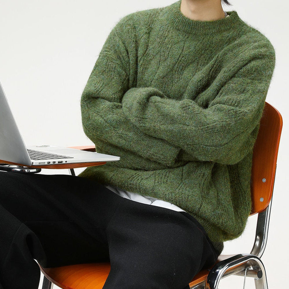 Men's Heavy Wool-Blend Sweater, Oversized Winter Pullover