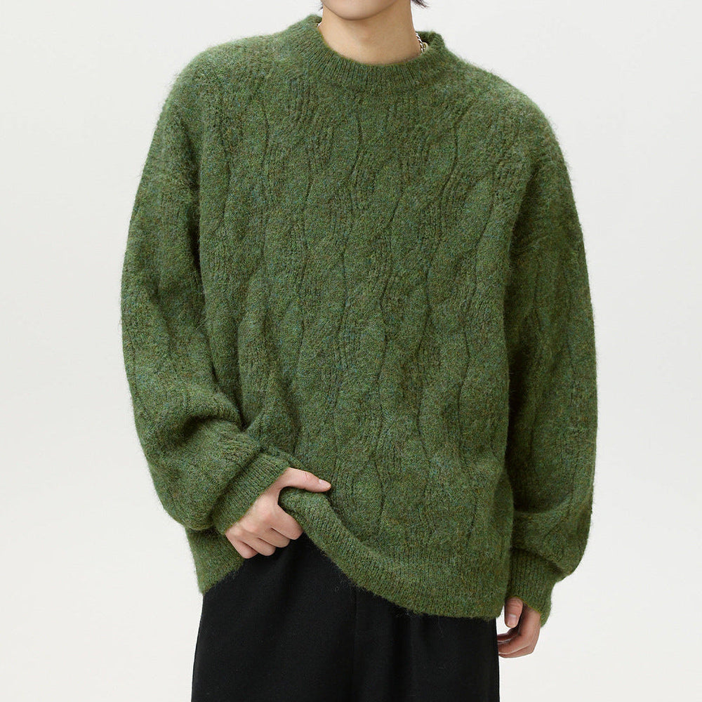 Men's Heavy Wool-Blend Sweater, Oversized Winter Pullover