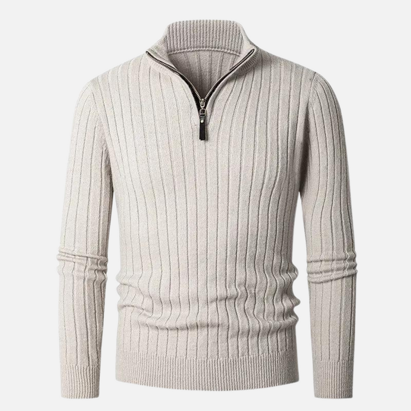Men's Half-Zip Ribbed Quarter-Zip Sweater, Knit Ribbed Pullover