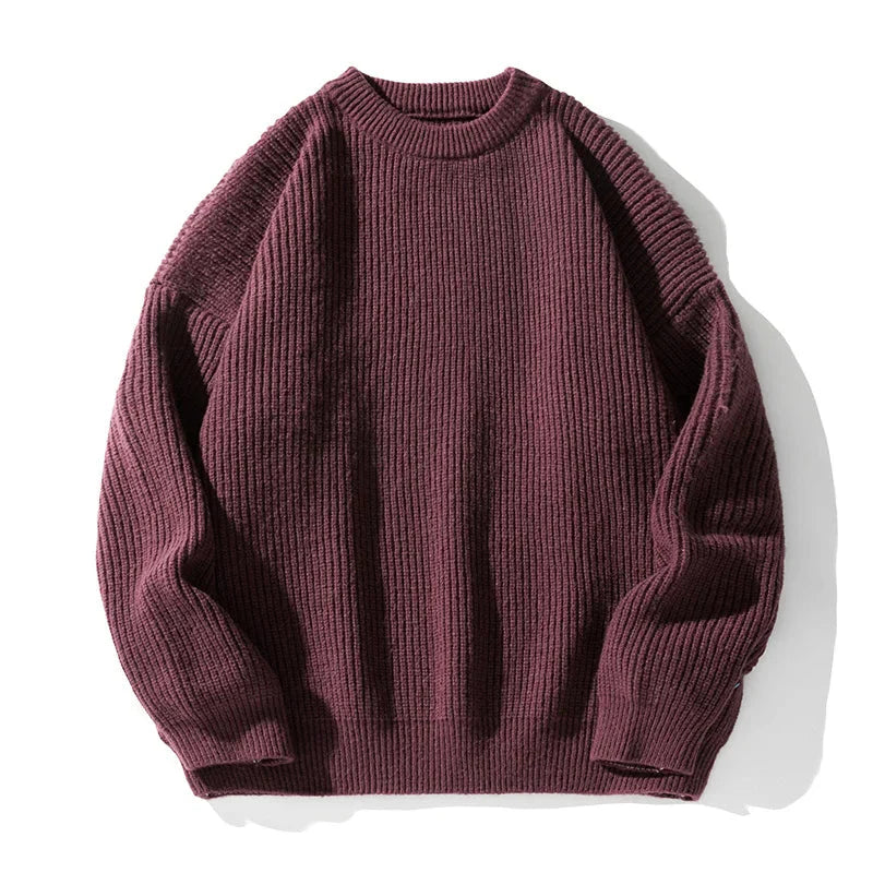 Men's Ribbed Mock-Neck Sweater, Oversized Winter Pullover