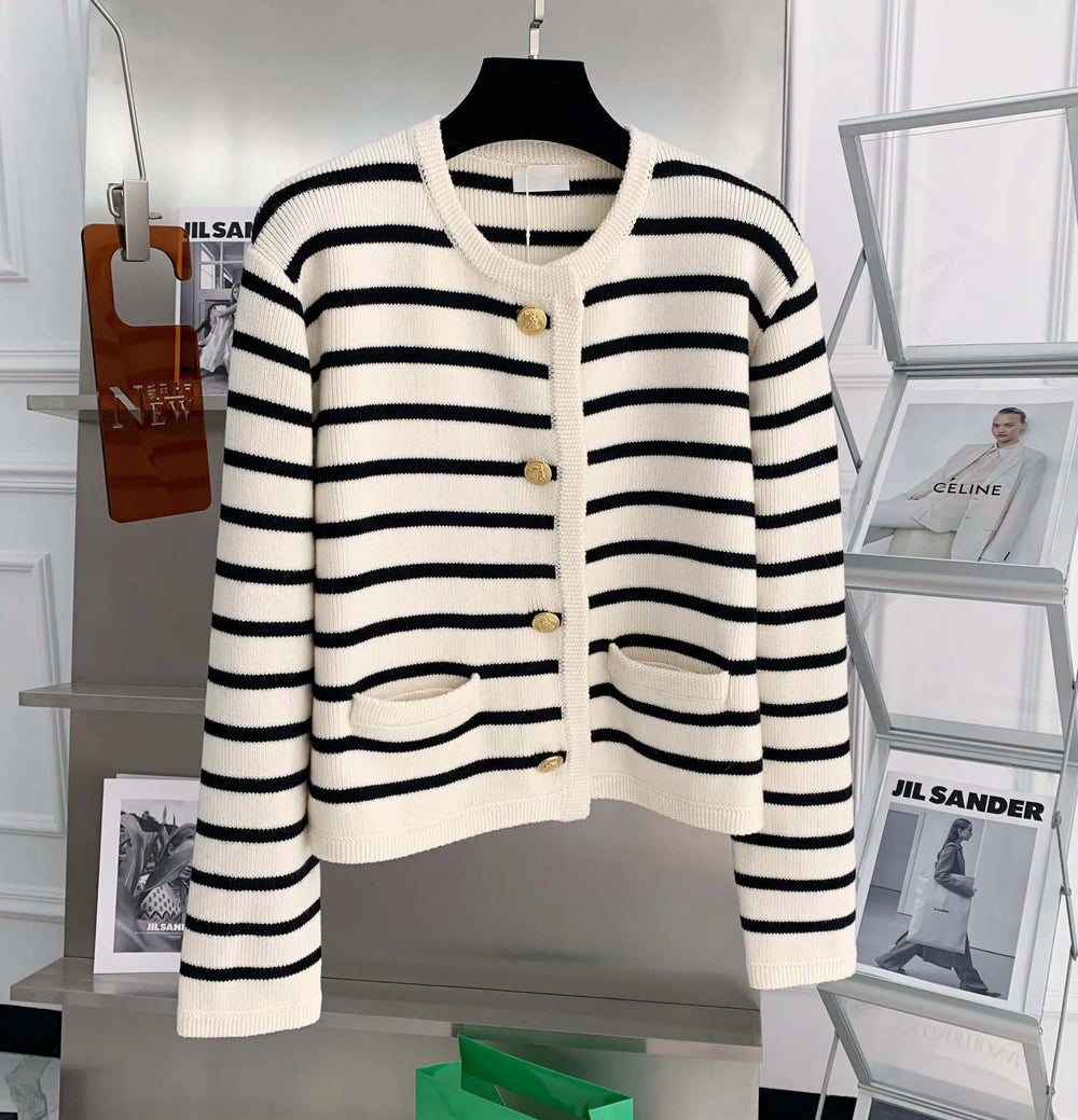 Women's Striped Knit Cardigan, Oversized Winter Cardigan