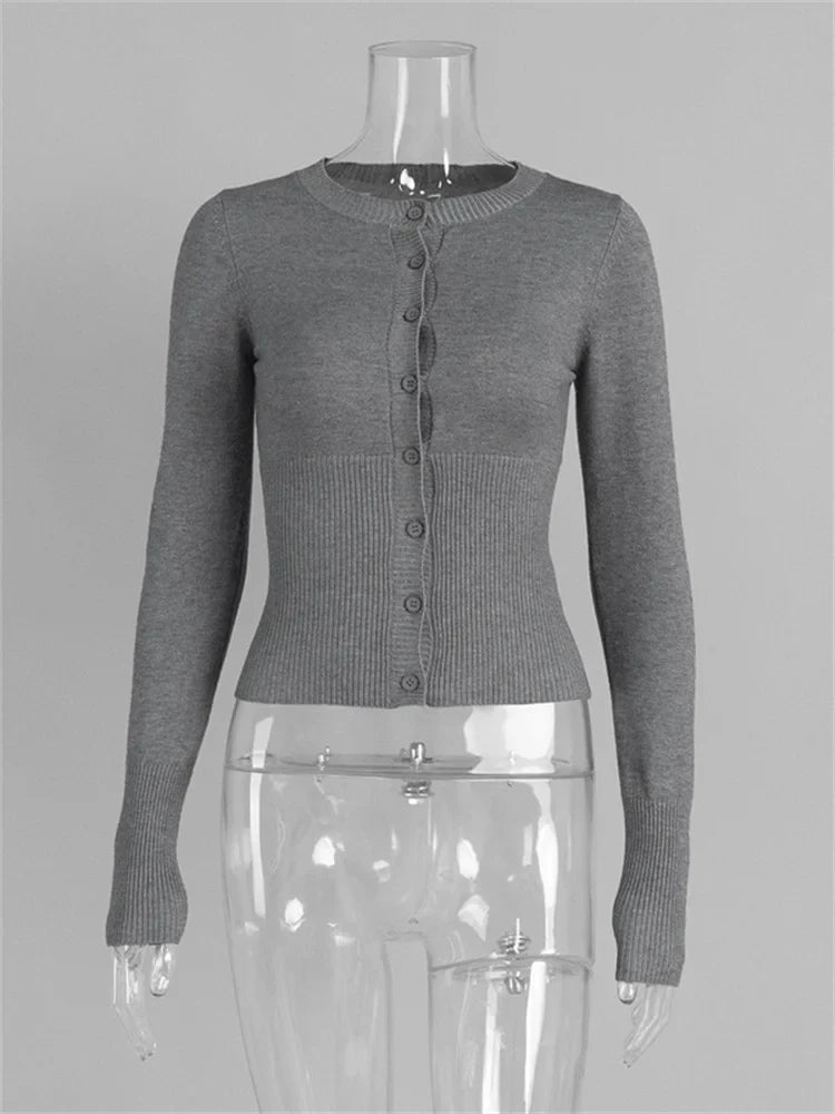 Women's Slim-Fit Knit Cardigan, Fine-Knit Winter Cardigan