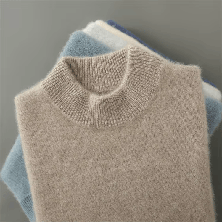 Men's Brushed Soft Knit Sweater, Mock Neck Classic Pullover