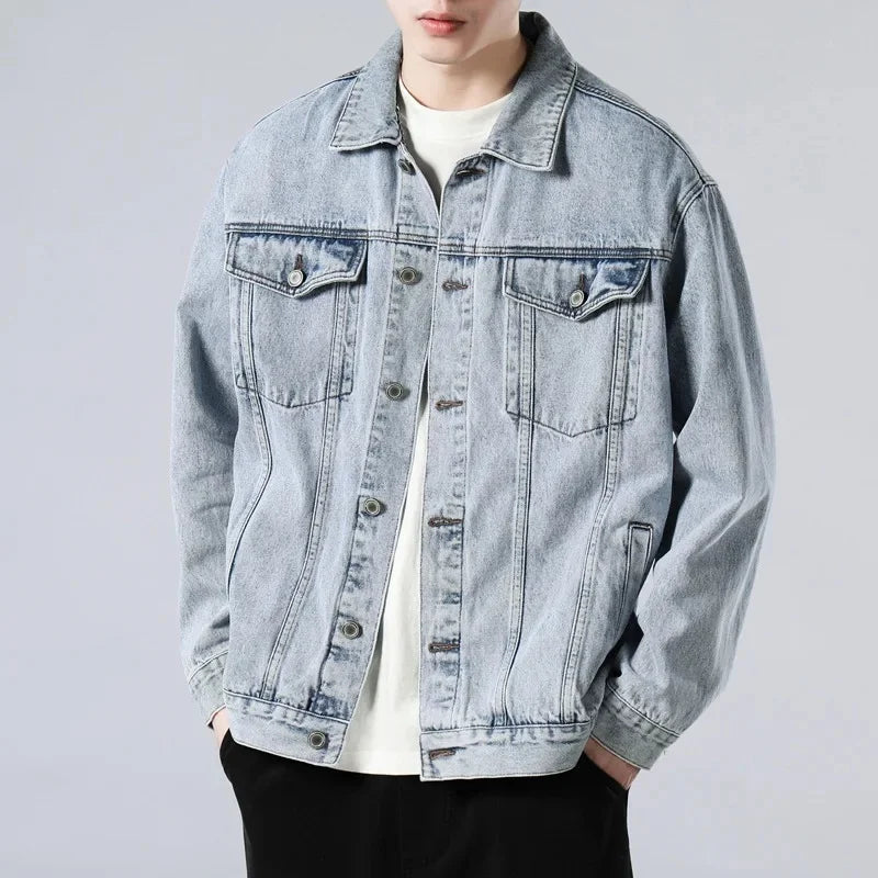 Men's Denim Trucker Jacket, Button-Front Winter Jacket