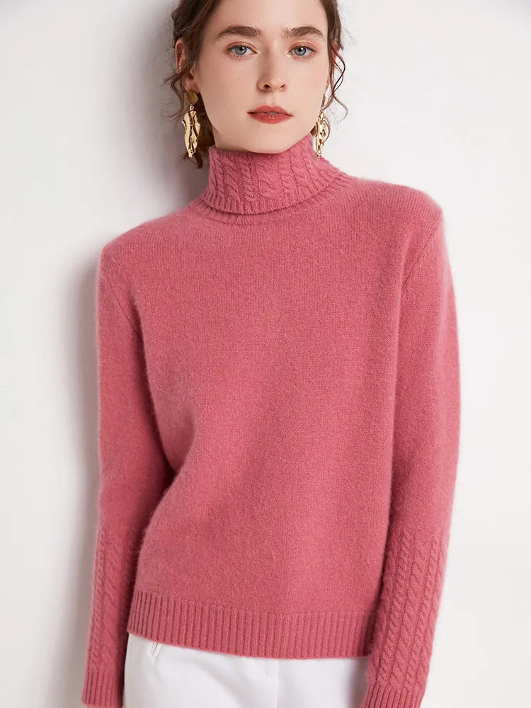 Women's Turtleneck Soft-Knit Sweater, Crewneck Pullover