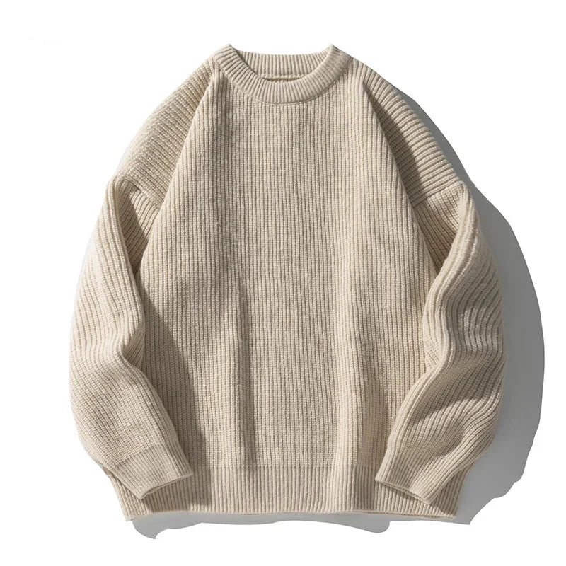 Men's Ribbed Mock-Neck Sweater, Oversized Winter Pullover