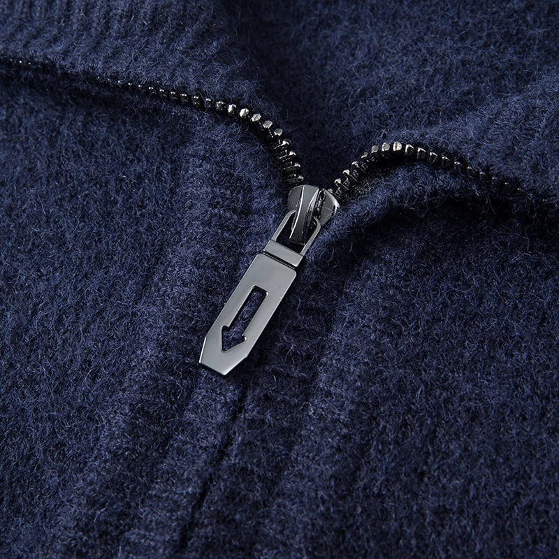 Men's Quarter-Zip Knit Sweater, Ribbed Winter Pullover